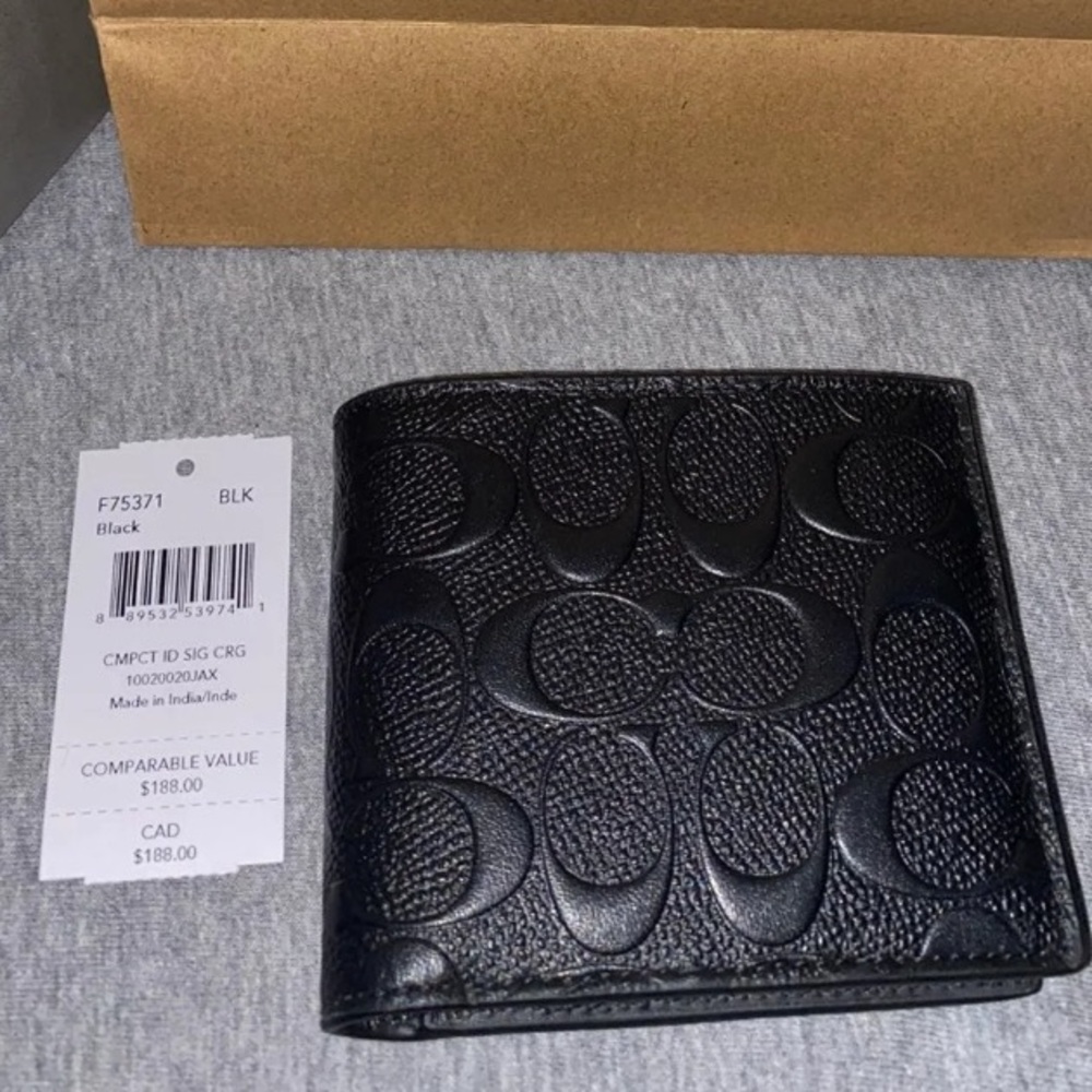 Coach wallet(all black w/ detached card holder) - Picture 2 of 5